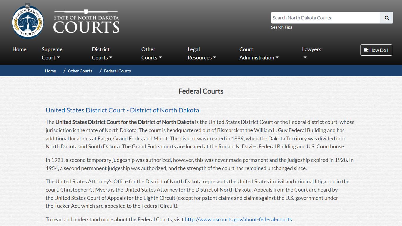 North Dakota Court System - Federal Courts